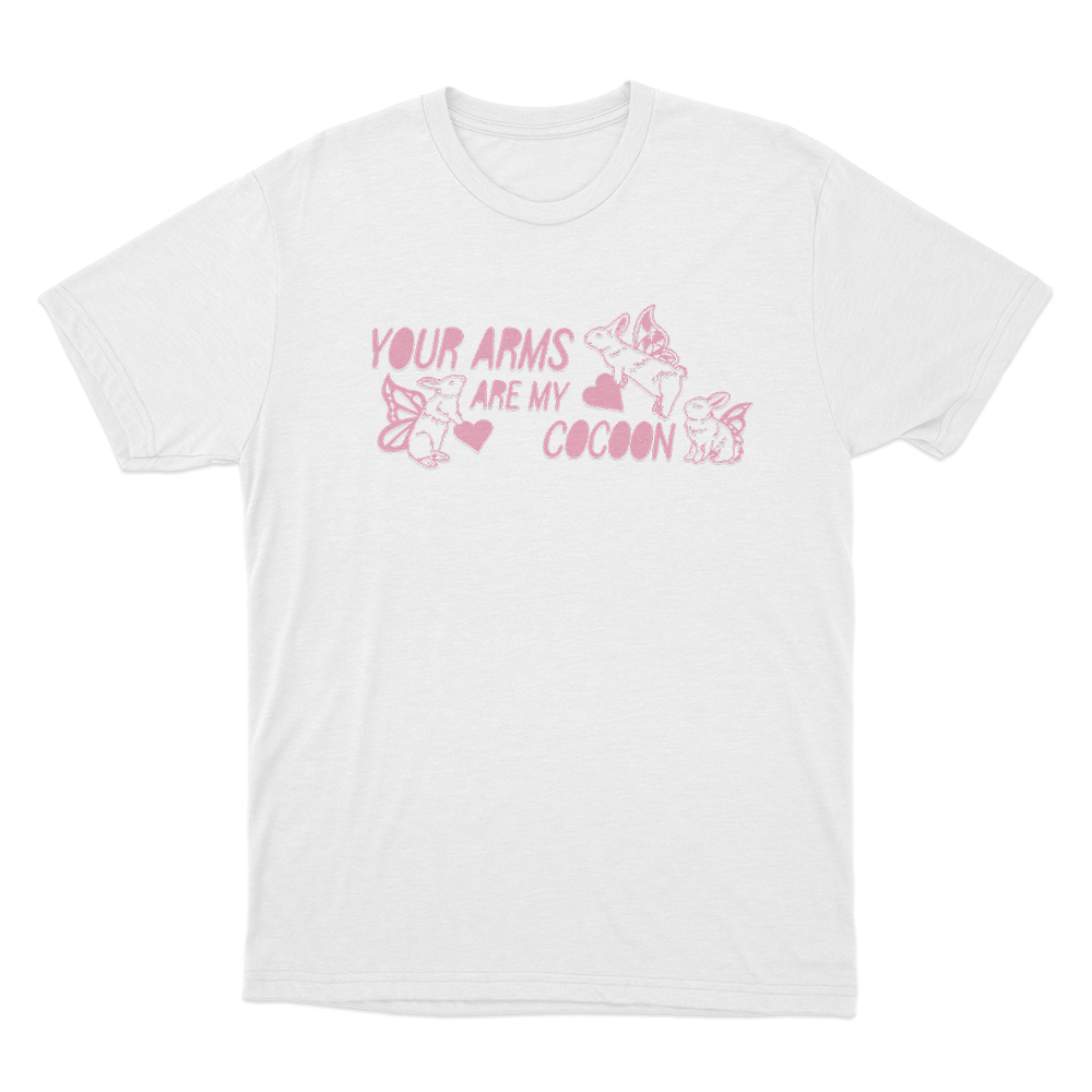 Your Arms Are My Cocoon Bunny Unisex T Shirt White Your Arms Are My Cocoon Bunny Unisex T Shirt White