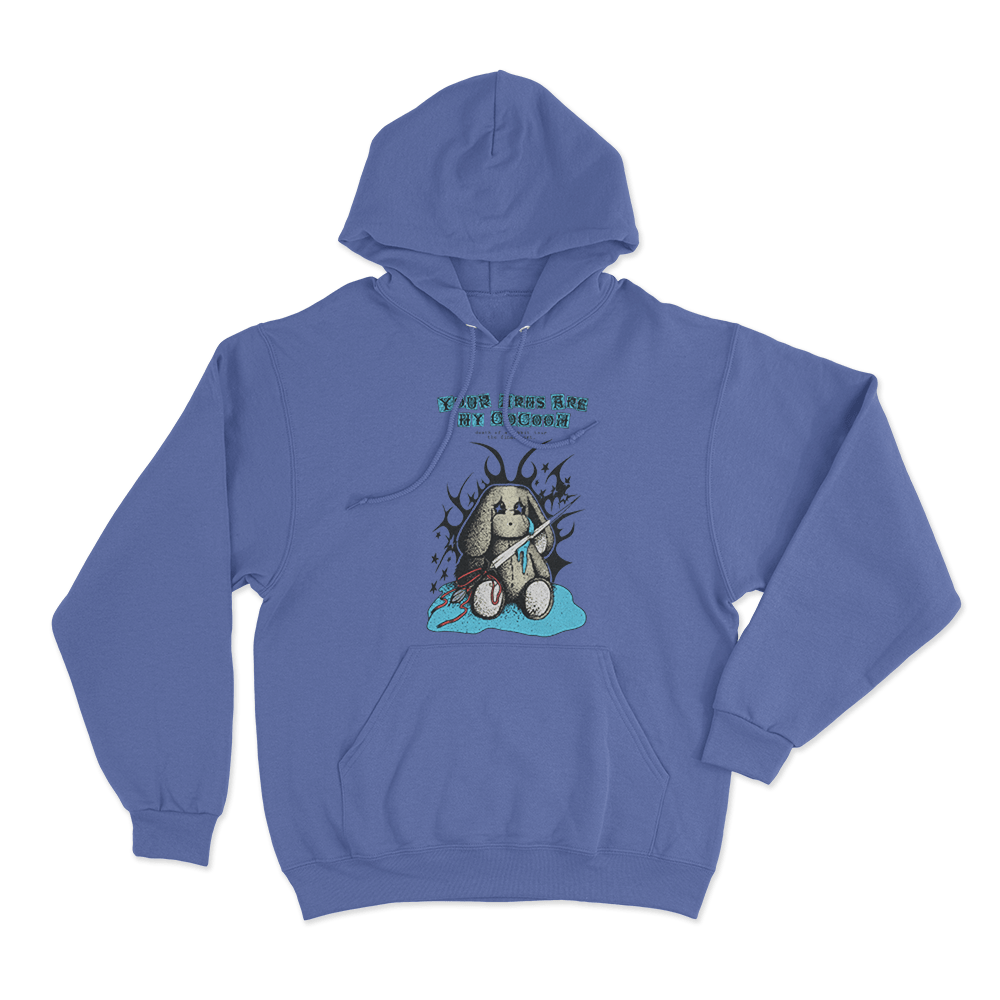 Your Arms Are My Cocoon Death Of A Rabbit Unisex Hoodie Blue Your Arms Are My Cocoon Death Of A Rabbit Unisex Hoodie Blue